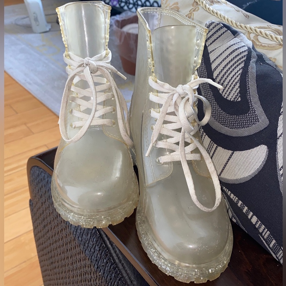 Clear Glitter Sole Rain Booties